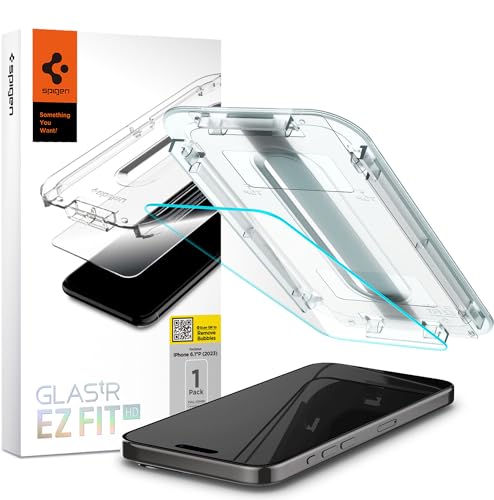 Spigen Glastr EZ Fit Displayschutzfolie für iPhone 15 Pro (2023), hochwertiges gehärtetes Glas, hüllenfreundlich mit Sensorschutz, 1 Packung Spigen Glastr EZ Fit Displayschutzfolie für iPhone 15 Pro (2023), hochwertiges gehärtetes Glas, hüllenfreundlich mit Sensorschutz, 1 Packung von Spigen