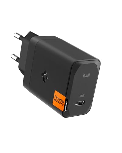 Spigen GaN 651 65W PPS USB C Schnellladegerät Super Fast Charging 2.0 für Galaxy Book 2 3 Pro 360 MacBook Air Pro Steam Deck USB Typ C Laptop Ladeadapter – Schwarz (Kabel enthalten) von Spigen