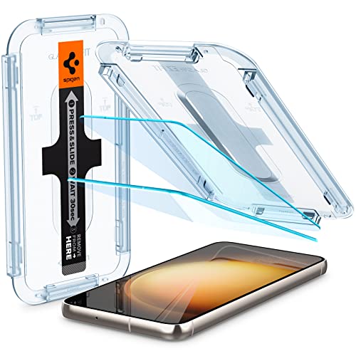 Spigen Glas.tR EZ Fit Schutzfolie kompatibel mit Samsung Galaxy S23, 2 Stück, Kratzfest, Kristallklar, 9H Härte Folie von Spigen