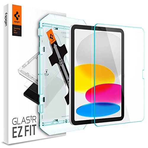 Spigen Glas.tR EZ Fit Schutzfolie kompatibel mit iPad 10. Generation (2022), 10.9 Zoll, Schablone für Installation, Kristallklar, 9H Härte Folie von Spigen