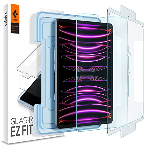 Spigen Glas.tR EZ Fit Schutzfolie kompatibel mit iPad Pro 12.9 Zoll M2 (2022), iPad Pro 12.9 Zoll (2021/2020/2018), Kratzfest, 9H Härte Folie von Spigen