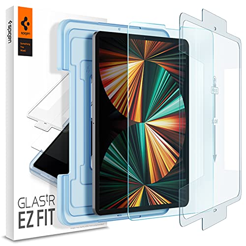 Spigen Glas.tR EZ Fit Schutzfolie kompatibel mit iPad Pro 12.9 Zoll M2 (2022), iPad Pro 12.9 Zoll (2021/2020/2018), Kratzfest, 9H Härte Folie von Spigen