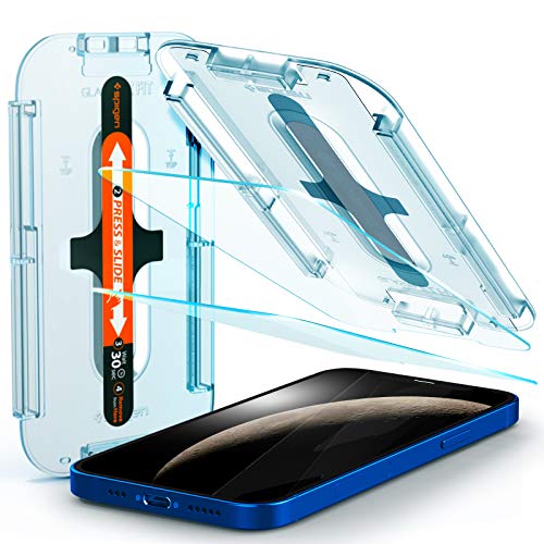 Spigen Glas.tR EZ Fit Schutzfolie kompatibel mit iPhone 12, iPhone 12 Pro, 2 Stück, Kratzfest, 9H Härte Folie von Spigen