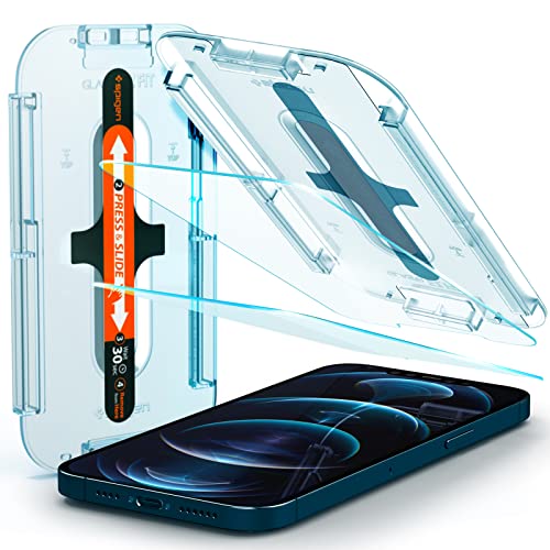 Spigen Glas.tR EZ Fit Schutzfolie kompatibel mit iPhone 12 Pro Max, 2 Stück, Kratzfest, 9H Härte Folie von Spigen