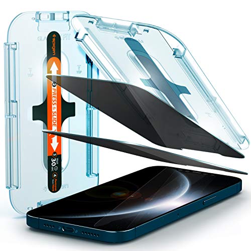 Spigen Glas.tR EZ Fit Schutzfolie kompatibel mit iPhone 12 Pro Max, 2 Stück, Privacy Schutz, Kratzfest, 9H Härte Folie von Spigen