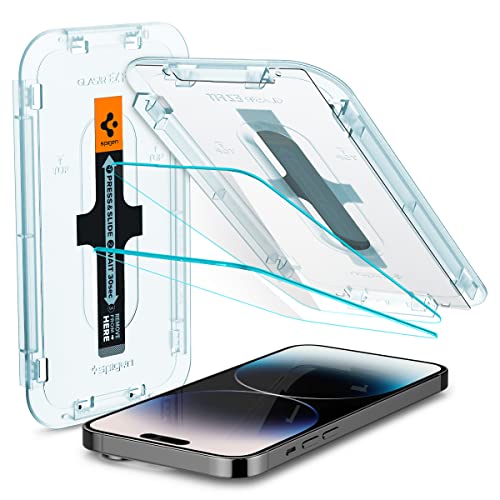 Spigen Glas.tR EZ Fit Schutzfolie kompatibel mit iPhone 14 Pro, 2 Stück, Kratzfest, 9H Härte Folie von Spigen
