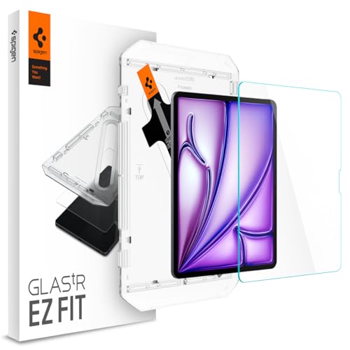 Spigen Glas.tR EZ Fit Schutzglas kompatibel mit iPad Air 13 Zoll M3 (2025), iPad Air 13 Zoll M2 (2024), 1. Generation, Installationsschablone, Kristallklar, 9H Folie von Spigen