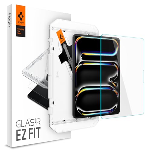 Spigen Glas.tR EZ Fit Schutzglas kompatibel mit iPad Pro 13 Zoll M4 (2024), 7. Generation, Installationsschablone, Kristallklar, 9H Folie von Spigen