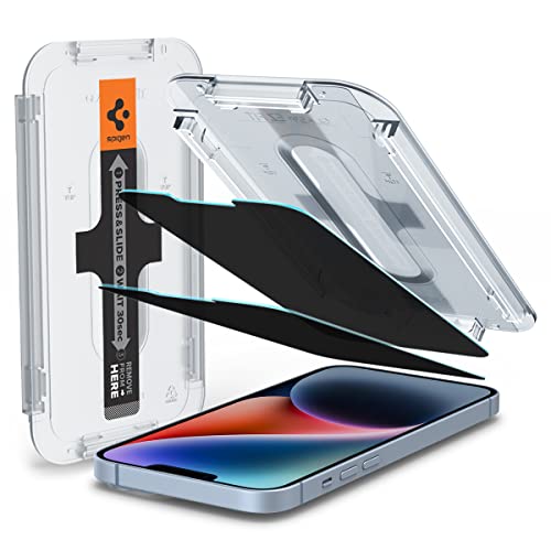 Spigen Glas.tR EZ Fit Sichtschutz Schutzfolie kompatibel mit iPhone 14 Plus, iPhone 13 Pro Max, 2 Stück, Privacy Schutz, Kratzfest, 9H Härte Folie von Spigen