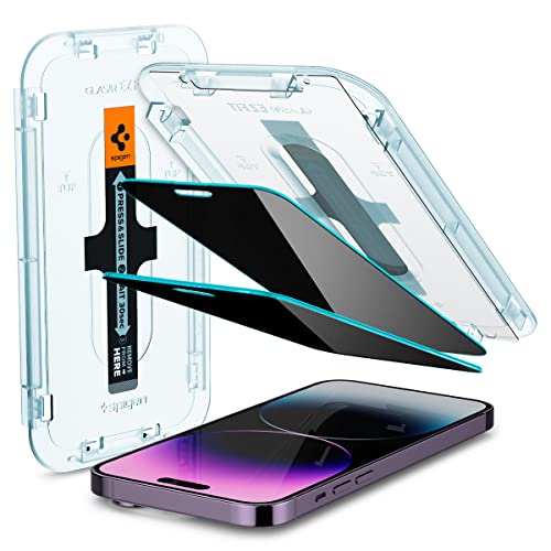 Spigen Glas.tR EZ Fit Sichtschutz Schutzfolie kompatibel mit iPhone 14 Pro Max, 2 Stück, Privacy Schutz, Kratzfest, 9H Härte Folie von Spigen