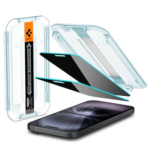 Spigen Glas.tR EZ Fit Sichtschutz Schutzfolie kompatibel mit iPhone 16 Plus, iPhone 15 Plus, 2 Stück, Privacy Schutz, Kratzfest, 9H Härte Folie Spigen Glas.tR EZ Fit Sichtschutz Schutzfolie kompatibel mit iPhone 16 Plus, iPhone 15 Plus, 2 Stück, Privacy Schutz, Kratzfest, 9H Härte Folie von Spigen