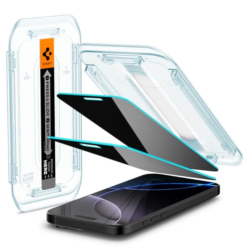 Spigen Glas.tR EZ Fit Sichtschutz Schutzfolie kompatibel mit iPhone 16 Pro, 2 Stück, Privacy Schutz, Kratzfest, 9H Härte Folie Spigen Glas.tR EZ Fit Sichtschutz Schutzfolie kompatibel mit iPhone 16 Pro, 2 Stück, Privacy Schutz, Kratzfest, 9H Härte Folie von Spigen