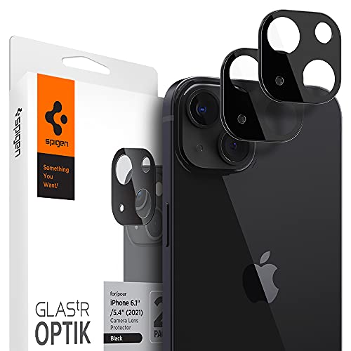 Spigen Glas.tR Optik Kameraschutz kompatibel mit iPhone 13, iPhone 13 Mini, 2 Stück, Schwarz, Anti-Kratzer, 9H Härte Schutzfolie von Spigen
