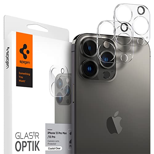 Spigen Glas.tR Optik Kameraschutz kompatibel mit iPhone 13 Pro, iPhone 13 Pro Max, 2 Stück, Transparent, Kristallklar, Anti-Kratzer, 9H Härte Schutzfolie von Spigen