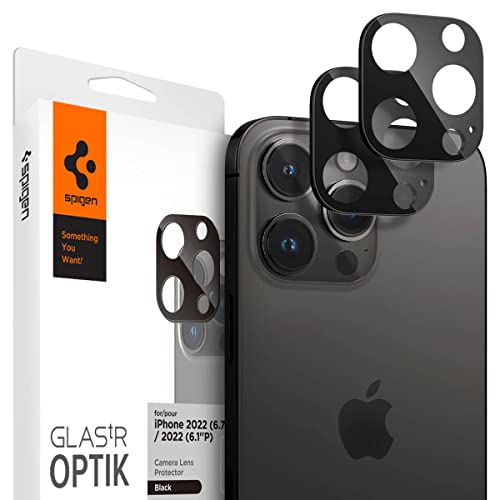 Spigen Glas.tR Optik Kameraschutz kompatibel mit iPhone 14 Pro, iPhone 14 Pro Max, 2 Stück, Schwarz, Anti-Kratzer, 9H Härte Schutzfolie von Spigen