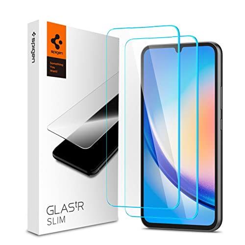 Spigen Glas.tR Slim Schutzfolie kompatibel mit Samsung Galaxy A34 5G, 2 Stück, Kratzfest, 9H Härte Folie von Spigen