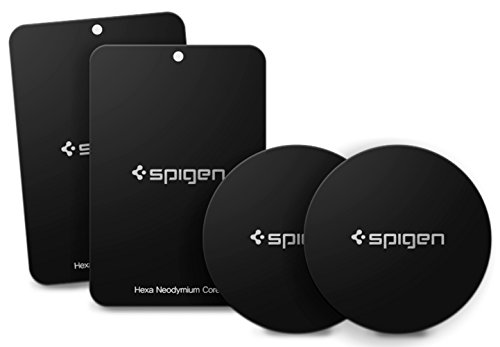 Spigen Kuel [A210] Metallplatten für Magnetische KFZ Handyhalterung mit 3M Kleber - 4er Pack (2 Runde 2 Rechteckige) von Spigen
