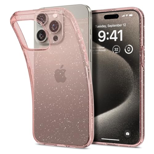 Spigen Liquid Crystal Glitter Hülle Kompatibel mit iPhone 15 Pro Max -Rose Quartz von Spigen