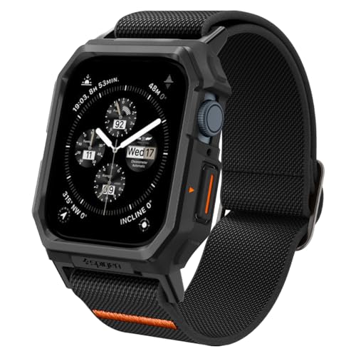 Spigen Lite Fit Pro Hülle mit Armband Kompatibel mit Apple Watch Serie 9/8/7 45mm - Matt Schwarz von Spigen