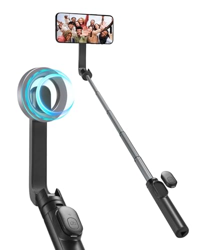 Spigen Magnet Selfie Stick Stativ Wondersnap [Spigen MagFit-Technologie] 180° Drehbar mit Drahtlose Bluetooth-Fernbedienung Kompatibel mit Magsafe iPhone 15 14 Pro Max, Samsung Galaxy S24 S23 -Schwarz von Spigen