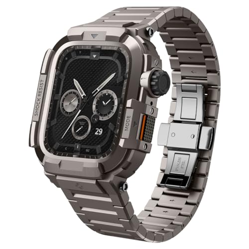 Spigen Metal Armor Pro Hülle mit Armband Kompatibel mit Apple Watch Serie 9/8/7 45mm - Gunmetal von Spigen