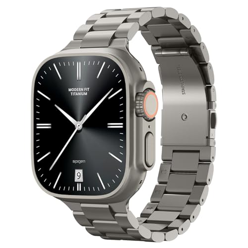 Spigen Modern Fit Titanium Armband Entwickelt für Apple Watch Ultra 2/1 49mm, Serie 10 46mm, 9/8/7 45mm, SE2/SE/6/5/4 44mm, 3/2/1 42mm - Natural Titanium von Spigen