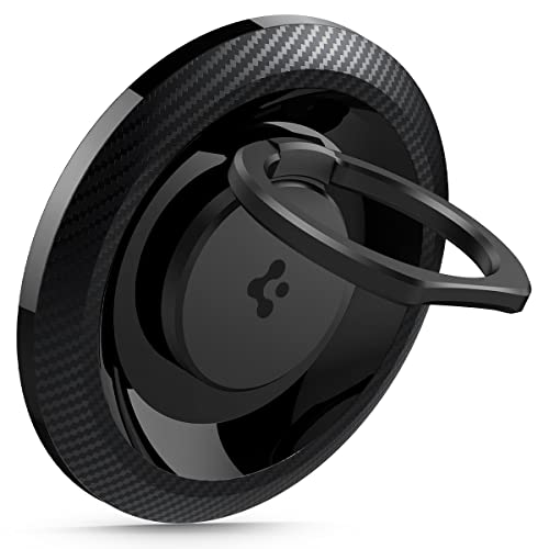 Spigen O-Mag Handy Ring Halterung Magnetisch für MagSafe, Handy Ständer Magnetic Phone Ring Holder für Modelle iPhone 15 Pro Max, 15 Pro, 15, 15 Plus, iPhone 14, 13 und iPhone 12 - Carbon von Spigen
