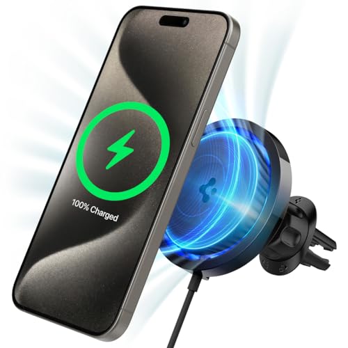 Spigen OneTap Pro 3 Cryomax Magsafe Autohalterung mit Ladefunktion, Kompatibel mit iPhone 16 15 14 13 12, Schnellladung Wireless Car Charger, Kfz Lüftung Handyhalterung von Spigen