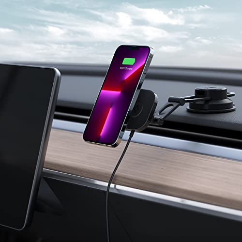 Spigen OneTap Pro 3 MagFit MagSafe Autohalterung Ladegerät, Magnetisches Kabelloses Auto Handyhalterung mit Ladefunktion, Kompatibel mit iPhone 15 Pro Max, Pro, 15, 15 Plus und 14, 13, 12 Models von Spigen