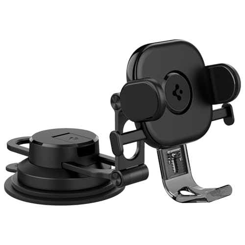 Spigen OneTap Universal Handyhalterung Auto 【Upgraded Two-Joint System】 KFZ Handy Halterung Armaturenbrett und Windschutzscheibe, Kompatibel mit iPhone, Samsung, Pixel und andere Smartphone bis 8 Zoll von Spigen