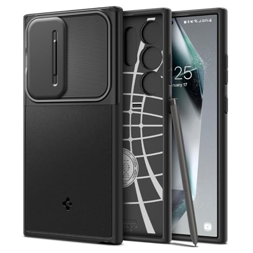 Spigen Optik Armor Hülle Kompatibel mit Samsung Galaxy S24 Ultra -Schwarz von Spigen