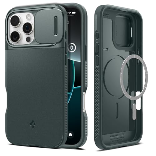 Spigen Optik Armor MagFit Hülle für iPhone 16 Pro Max, Kompatibel mit MagSafe Zubehör -Abyss Green Spigen Optik Armor MagFit Hülle für iPhone 16 Pro Max, Kompatibel mit MagSafe Zubehör -Abyss Green von Spigen