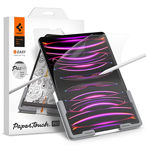 Spigen PaperTouch Pro Schutzfolie kompatibel mit iPad Pro 12.9 Zoll M2 (2022), iPad Pro 12.9 Zoll (2021), Papier Textur, Matt, Installationshilfe von Spigen