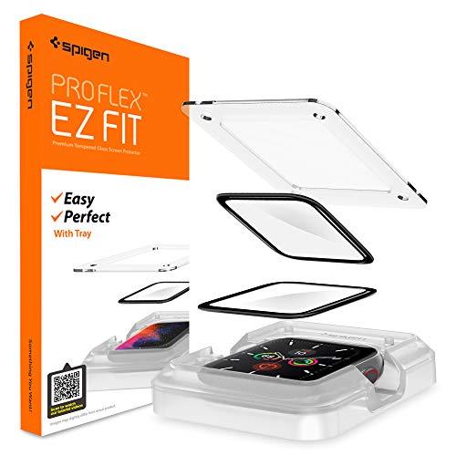 Spigen ProFlex EZ Fit Schutzfolie kompatibel mit Apple Watch SE (2022/2020) / 6/5 / 4 (40mm), 2 Stück, Positionierhilfe für Installation, Anti-Kratzer, Kristallklar von Spigen