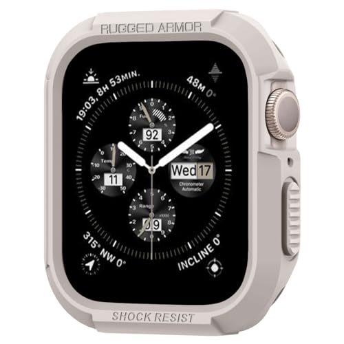 Spigen Rugged Armor Hülle Kompatibel mit Apple Watch Serie 9/8/7(45mm) 6/5/SE(44mm) - Dünenbeige von Spigen