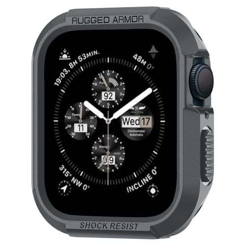 Spigen Rugged Armor Hülle Kompatibel mit Apple Watch Serie 9/8/7(45mm) 6/5/SE(44mm) - Dunkel Grau von Spigen