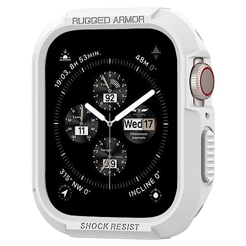 Spigen Rugged Armor Hülle Kompatibel mit Apple Watch Serie 9/8/7(45mm) 6/5/SE(44mm) - Weiß von Spigen