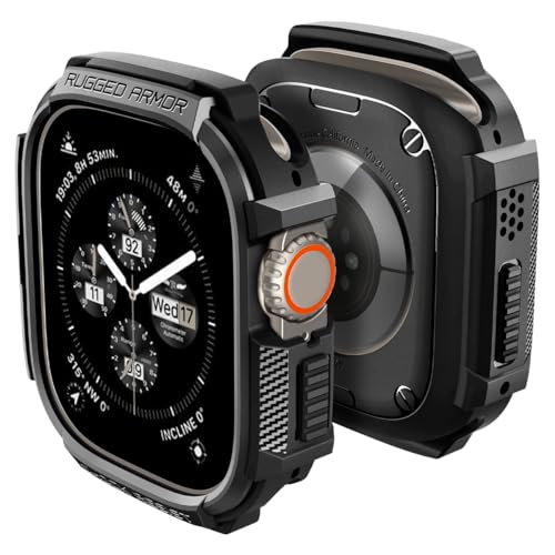 Spigen Rugged Armor Hülle Kompatibel mit Apple Watch Ultra 2 (2023) / Ultra (2022) 49mm - Matt Schwarz von Spigen