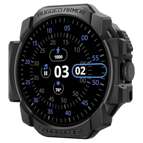 Spigen Rugged Armor Hülle Kompatibel mit Google Pixel Watch 3 45mm (2024) - Matt Schwarz von Spigen