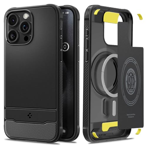 Spigen Rugged Armor MagFit Hülle Kompatibel mit iPhone 15 Pro Max -Matte Black von Spigen