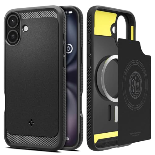 Spigen Rugged Armor MagFit Hülle für iPhone 16, Kompatibel mit MagSafe Zubehör -Schwarz Spigen Rugged Armor MagFit Hülle für iPhone 16, Kompatibel mit MagSafe Zubehör -Schwarz von Spigen