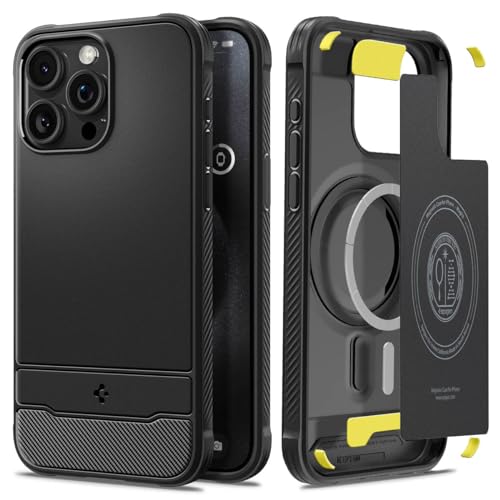 Spigen Rugged Armor MagFit Matte Hülle Kompatibel mit iPhone 15 Pro Kompatibel mit MagSafe -Schwarz von Spigen