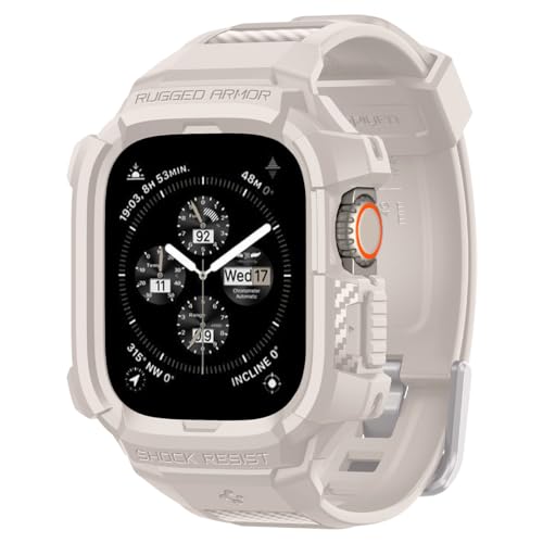 Spigen Rugged Armor Pro Hülle mit Armband Kompatibel mit Apple Watch Ultra 2 (2023) / Ultra (2022) 49mm - Dünenbeige von Spigen