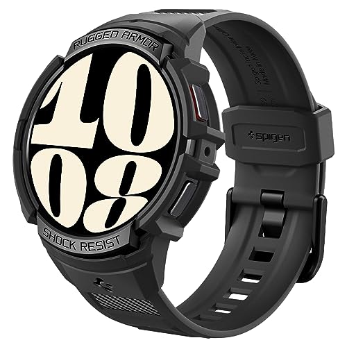 Spigen Rugged Armor Pro Hülle mit Armband Kompatibel mit Samsung Galaxy Watch 6 40mm 2023 - Schwarz von Spigen
