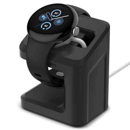 Spigen S355 Smartwatch Ladestation Ständer Dockingstation Kompatibel mit Google Pixel Watch 3 41mm/45mm (2024) - Schwarz von Spigen