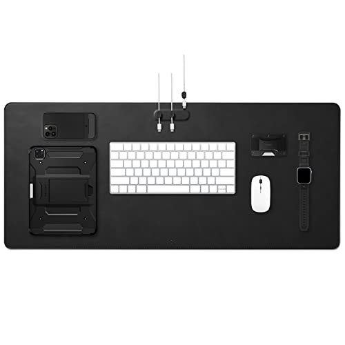 Spigen Schreibtischunterlage aus Velo Vegan PU Leder XXL Mauspad mit integrierter magnetischer Kabelhalterung und rutschfester Gummimatte - Schwarz Spigen Schreibtischunterlage aus Velo Vegan PU Leder XXL Mauspad mit integrierter magnetischer Kabelhalterung und rutschfester Gummimatte - Schwarz von Spigen