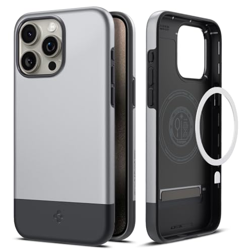 Spigen Style Armor MagFit Hülle Kompatibel mit iPhone 15 Pro Kompatibel mit MagSafe -Classic Silver von Spigen