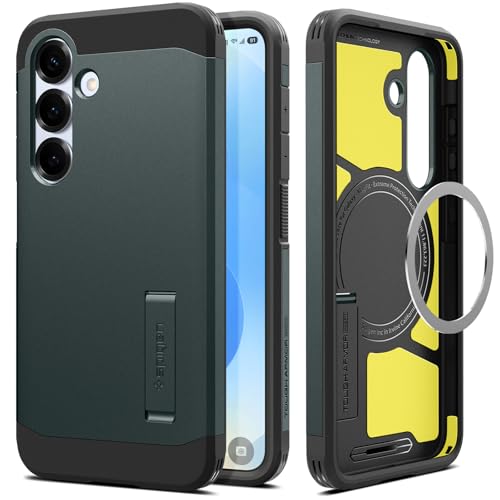 Spigen Tough Armor (AI) MagFit Hülle für Samsung Galaxy S25 Plus, Kompatibel mit MagSafe -Abyss Green von Spigen
