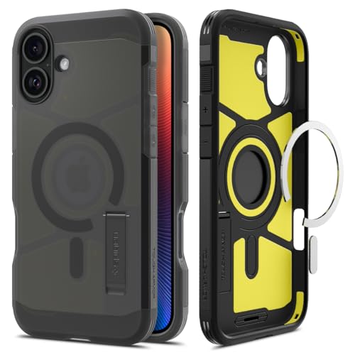 Spigen Tough Armor (AI) MagFit Hülle für iPhone 16, Kompatibel mit MagSafe Zubehör -Frost Black von Spigen