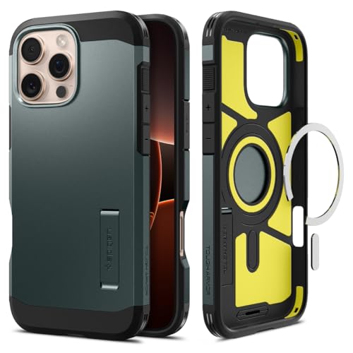 Spigen Tough Armor (AI) MagFit Hülle für iPhone 16 Pro, Kompatibel mit MagSafe Zubehör -Abyss Green von Spigen